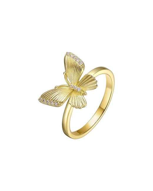 Rachel Glauber Metallic 14k Plated Cz Statement Ring