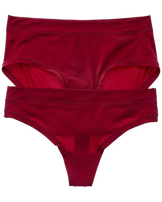 DKNY Red 2pk Thong & Hipster