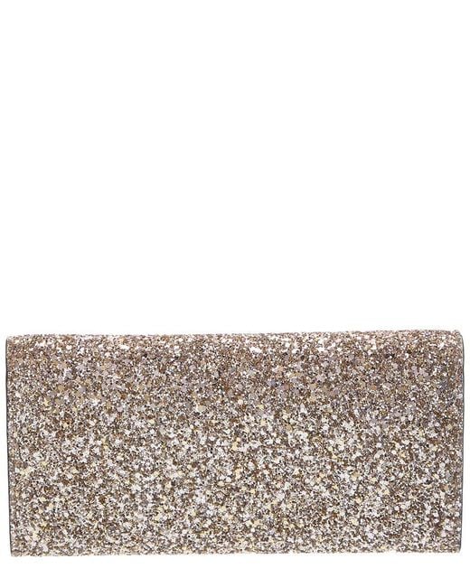 Jimmy Choo Gray Milla Glitter Wallet On Chain