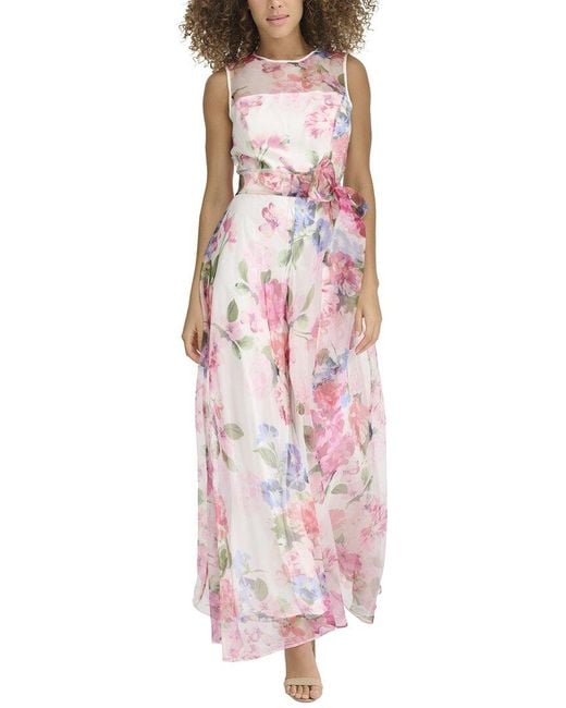 Eliza J Pink Printed Organza Jumpsuit