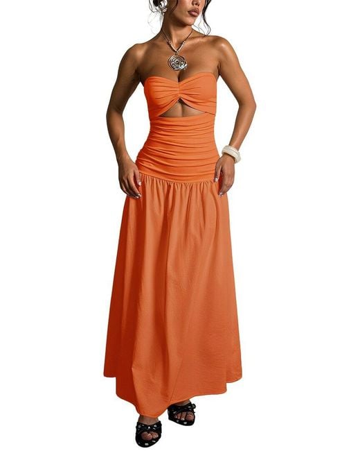 AMINA GLAM Orange Maxi Dress