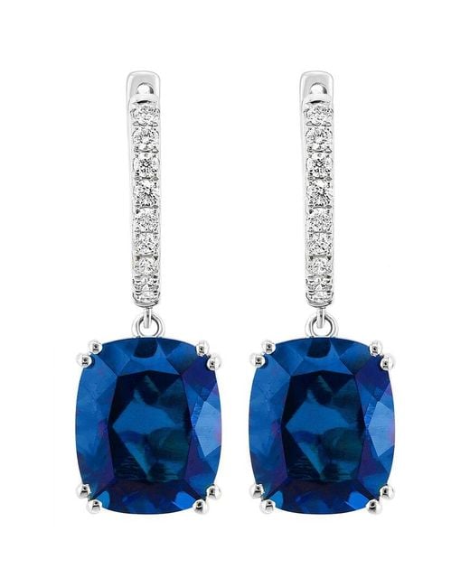 Effy Fine Jewelry Blue 14K 10.71 Ct. Tw. Lab-Grown Diamond & Lab-Grown Sapphire Earrings