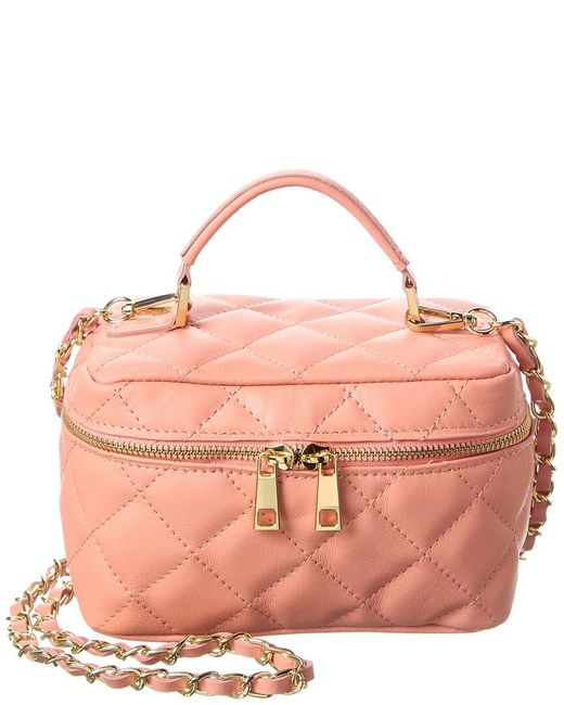 Persaman New York Women's Pink Mia16 Quilted Leather Vanity Bag