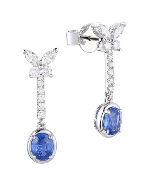 Gregg Ruth White 14K 1.30 Ct. Tw. Diamond & Sapphire Butterfly Earring