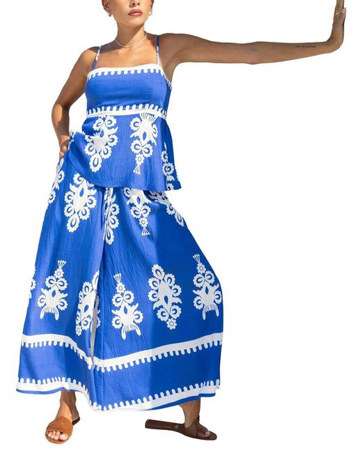 LEON GORI Blue Leon 2Pc Top & Skirt Set