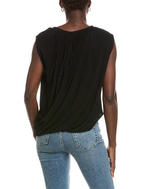 Co. Black Jersey Draped Top