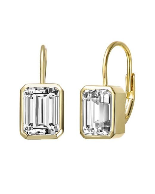 Genevive Jewelry Metallic 14k Over Silver Cz Drop Earrings