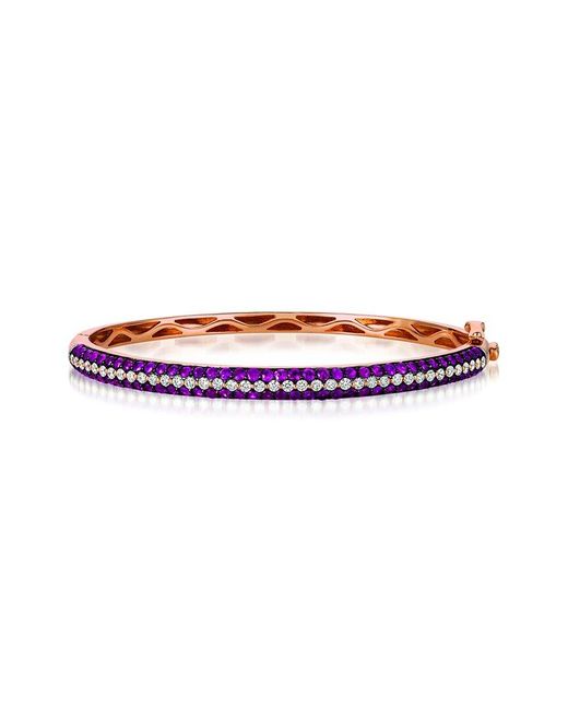 Le Vian Purple 14k Rose Gold 3.26 Ct. Tw. Diamond & Ruby Bangle Bracelet