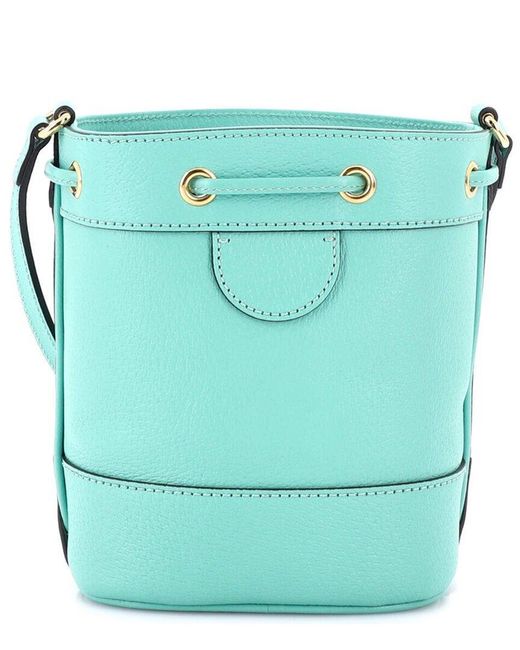Gucci Blue Green Sheep Leather Ophidia Bucket Bag Mini (authentic Pre-loved)