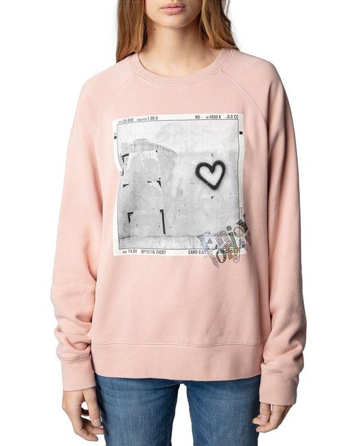 Zadig & Voltaire Gray Upper Photoprint Heart Sweatshirt
