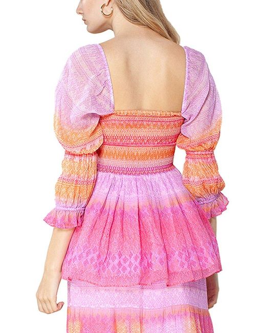Hale Bob Pink Smocked Top
