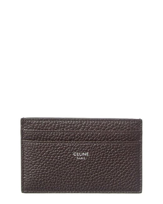 Céline Gray Logo Leather Card Case