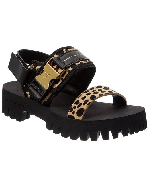 Giuseppe Zanotti Black Cometa 15 Haircalf Sandal