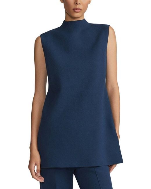 Lafayette 148 New York Blue Plus Side Slit Knit Tunic