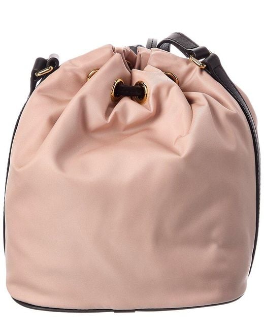 Burberry Pink Drawstring Nylon Bucket Bag