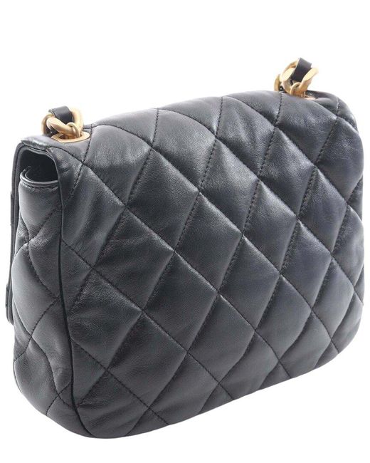Chanel Gray Black Lambskin Matelasse Shoulder Bag (authentic Pre-loved)