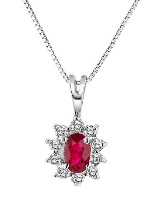 LEVARON White 14K 0.35 Ct. Tw. Diamond & Ruby Pendant