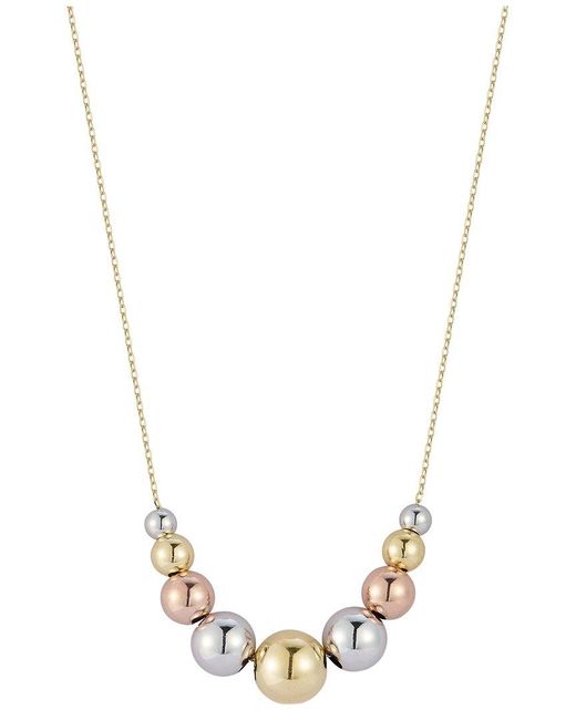 Italian Gold 14k Tri-tone Ball Necklace in Metallic | Lyst