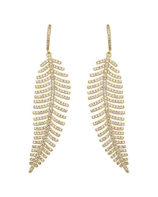 Eye Candy LA Metallic 18k Gold Plated Feather Drop Earrings