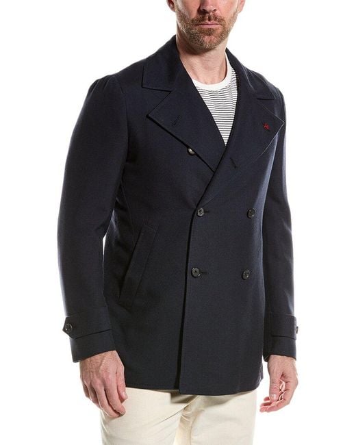 Isaia Black Wool & Cashmere-blend Coat for men
