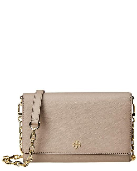 Tory Burch Gray Emerson Leather Chain Wallet