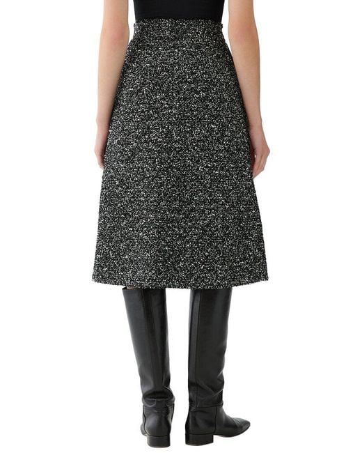 Lafayette 148 New York Black Wool-Blend A-Line Midi Skirt