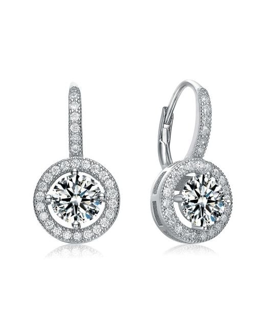 Rachel Glauber Metallic Silver Cz Drop Earrings