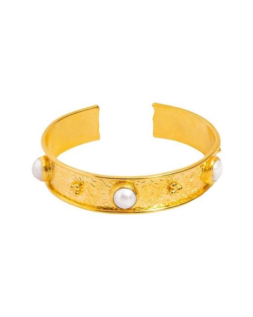 Ebru Jewelry Metallic Pearl Collection Plated 0.3In Pearl Cuff Bracelet