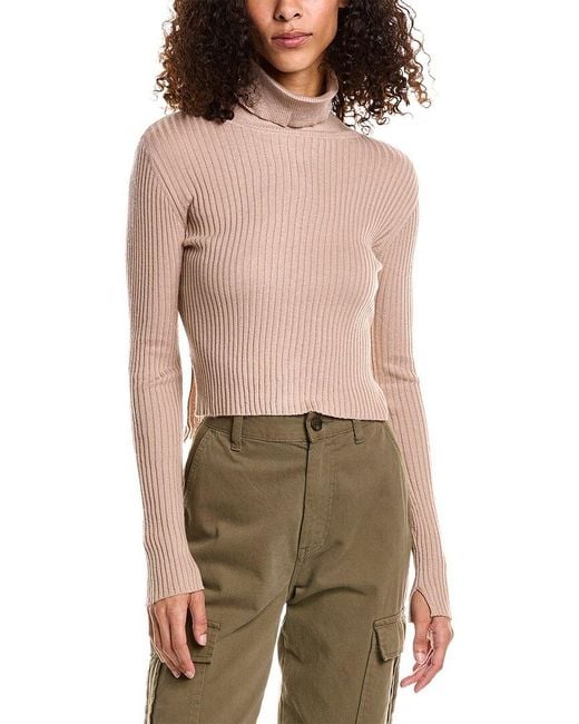 Dress Forum Brown Cropped Wool-blend Turtleneck Sweater