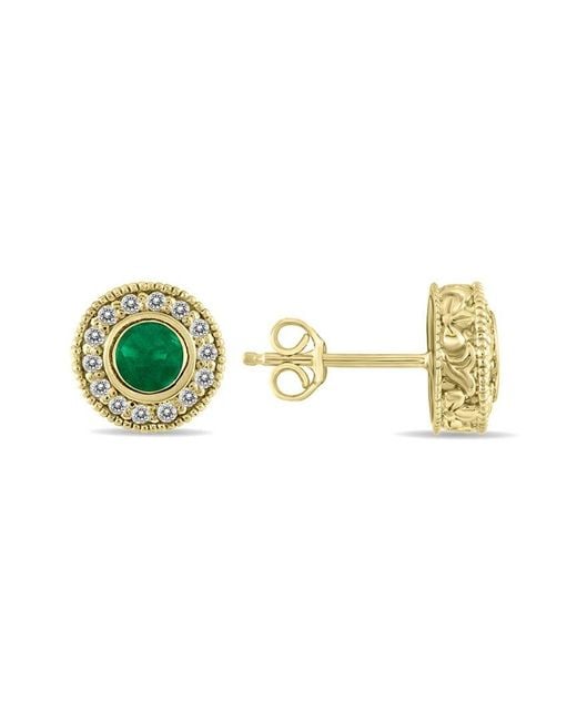 Gem Spark Multicolor 14k 0.76 Ct. Tw. Diamond & Emerald Earrings