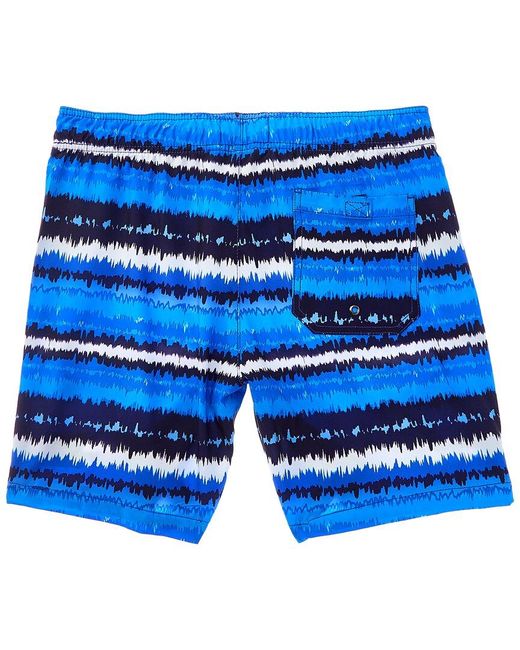 Beach Bros Blue Acid Stripes Swim Short for men