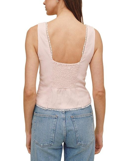 Bella Dahl Blue Fitted Bodice Linen-Blend Top