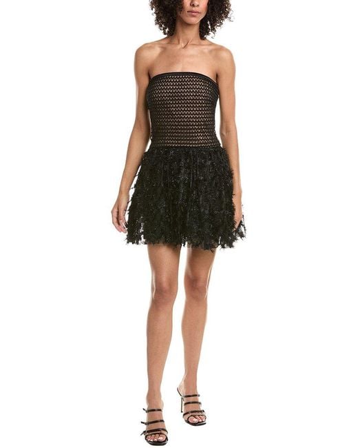 Tadashi Shoji Black Lula Flower Embellished Mini Dress
