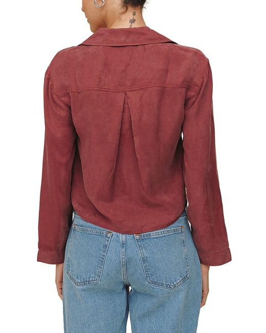 Bella Dahl Red Button Down Cropped Shirt