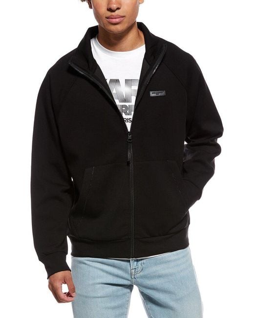Karl Lagerfeld Black Full Zip Ponte Track Jacket for men