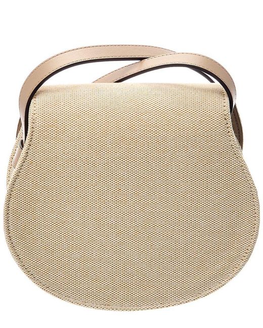 Chloé Natural Marcie Small Canvas & Leather Saddle Bag