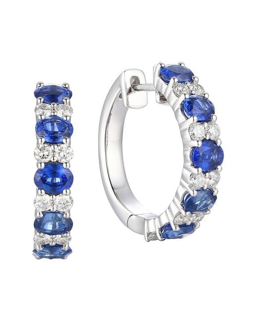 Gregg Ruth Blue 14K 4.57 Ct. Tw. Diamond & Sapphire Huggie Earring