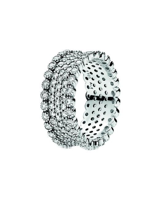 PANDORA Silver Cz Sparkling Pave Band Ring in White | Lyst
