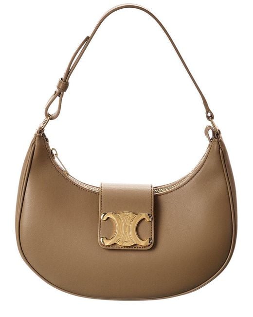 Céline Brown Ava Triomphe Medium Leather Hobo Bag