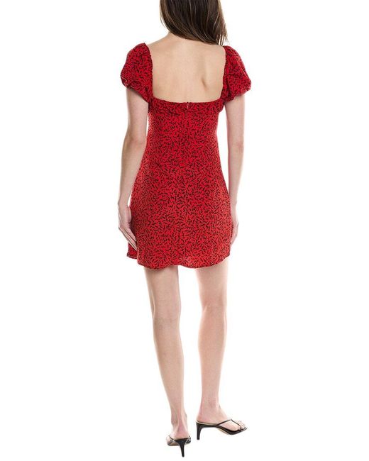 7021 Red Puff Sleeve Mini Dress