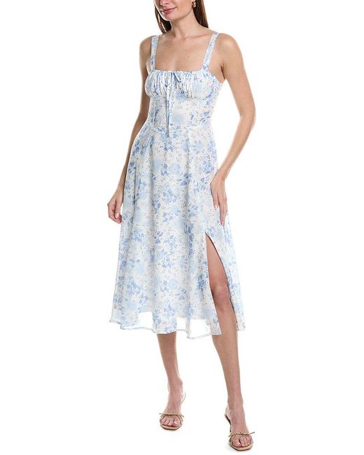 Moonsea Blue Lace-up Midi Dress