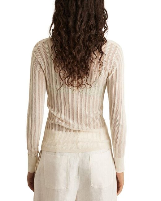 Reiss White Saman Knitted Top