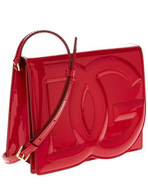 Dolce & Gabbana Red Dg Logo Patent Shoulder Bag