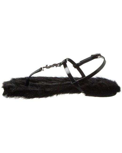 Saint Laurent Black Cassandra Leather Sandal