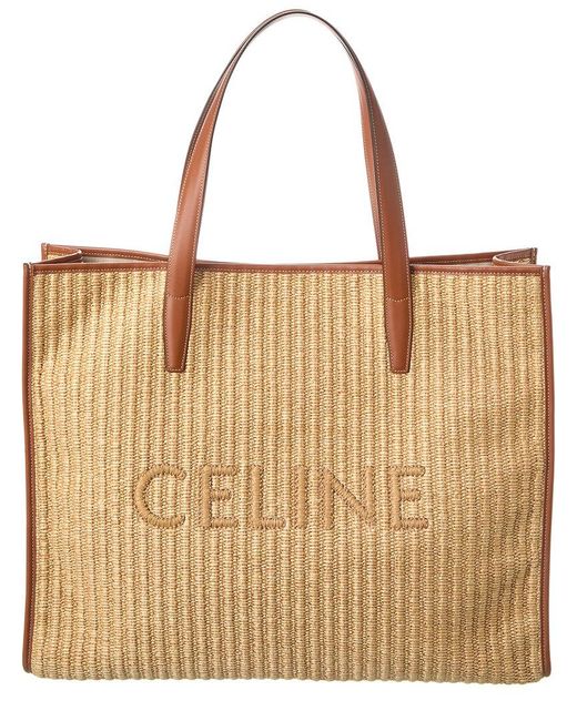 Céline Natural Cabas Large Leather-trim Tote