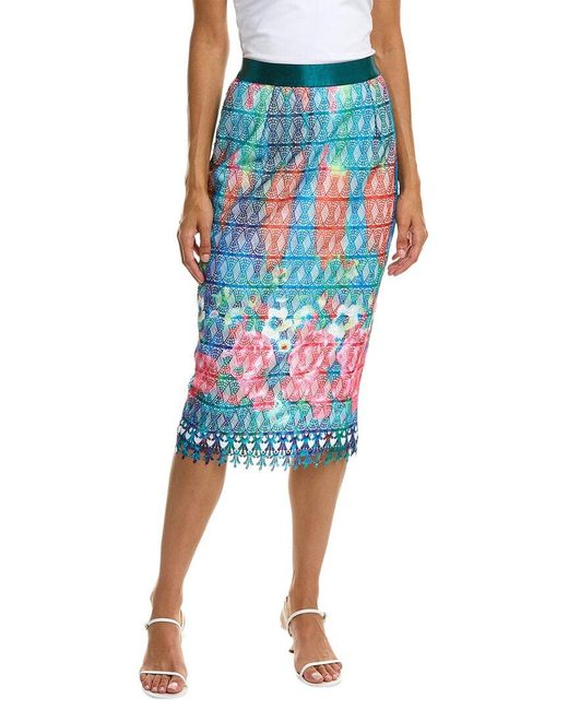 Gracia Blue Lace Pencil Skirt
