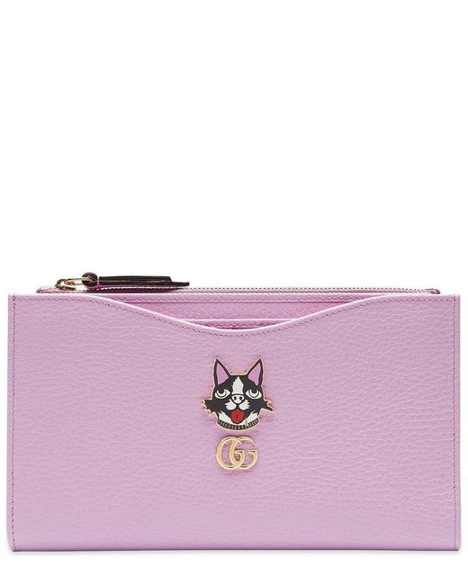 Gucci Purple Mystic Cat GG Supreme Canvas & Leather Compact Wallet
