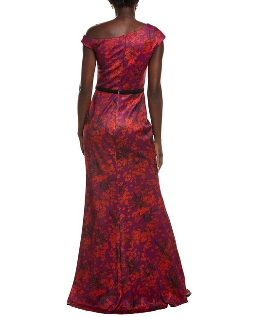 Rene Ruiz Red Printed Fit & Flare Gown