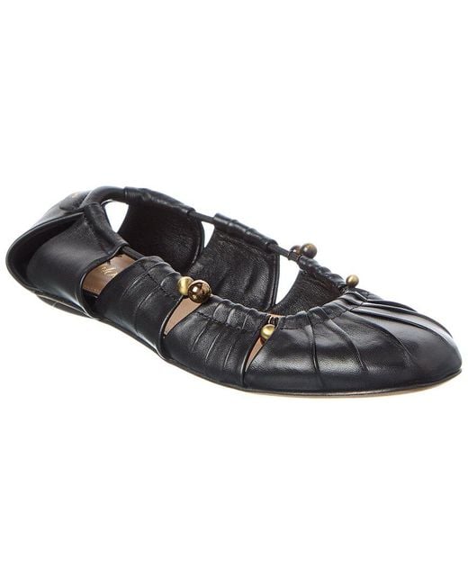 Chloé Women's Black Luna Leather Ballerina Flat
