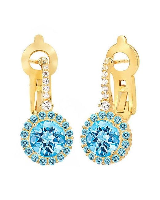 Gabi Rielle Blue 14k Over Silver Cz Seafoam Sparkle Earrings